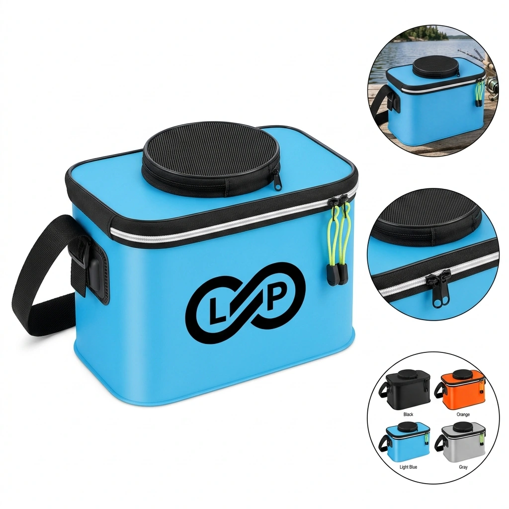 Collapsible EVA Live Bait Fishing Bucket with Shoulder Strap