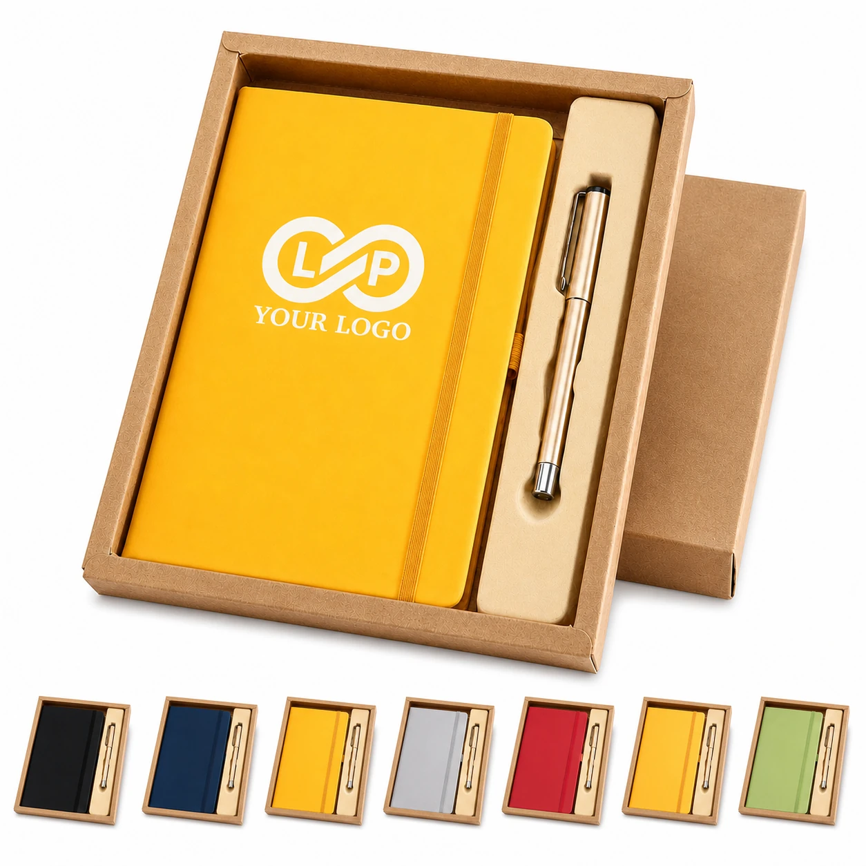 Hardcover A5 Lined Notebook Journal with Pen Holder, 200 Pages