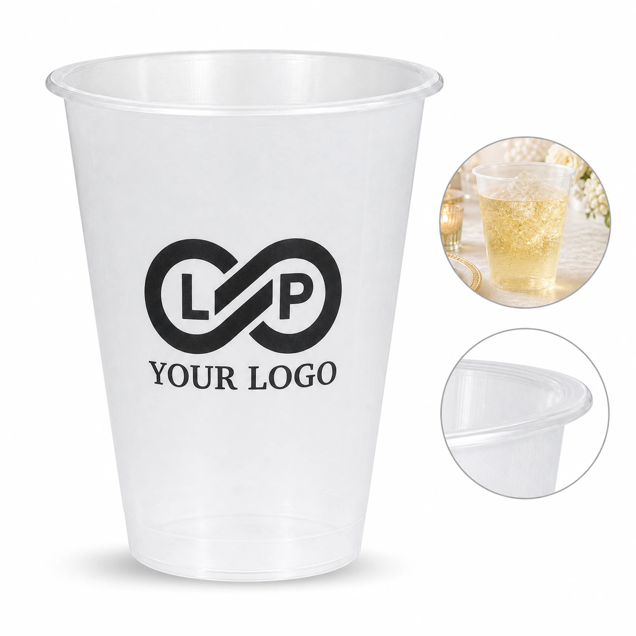 12 oz Clear Reusable Plastic Cups for Weddings, Baby Showers