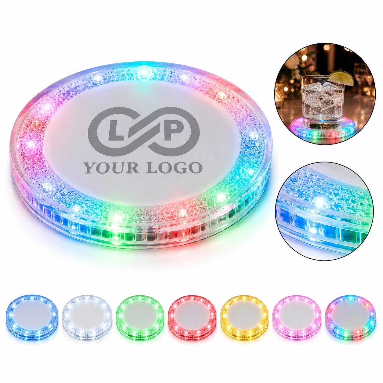7 color party wedding dinning fun bar LED light up coaster
