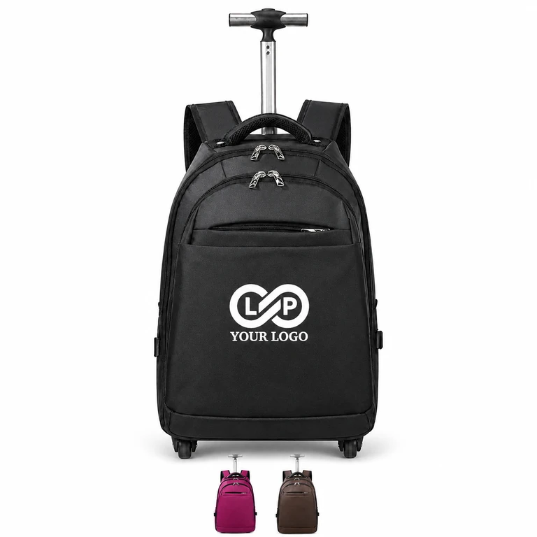 College Laptop Rolling Backpack Wheels Water-Resistant Polyester