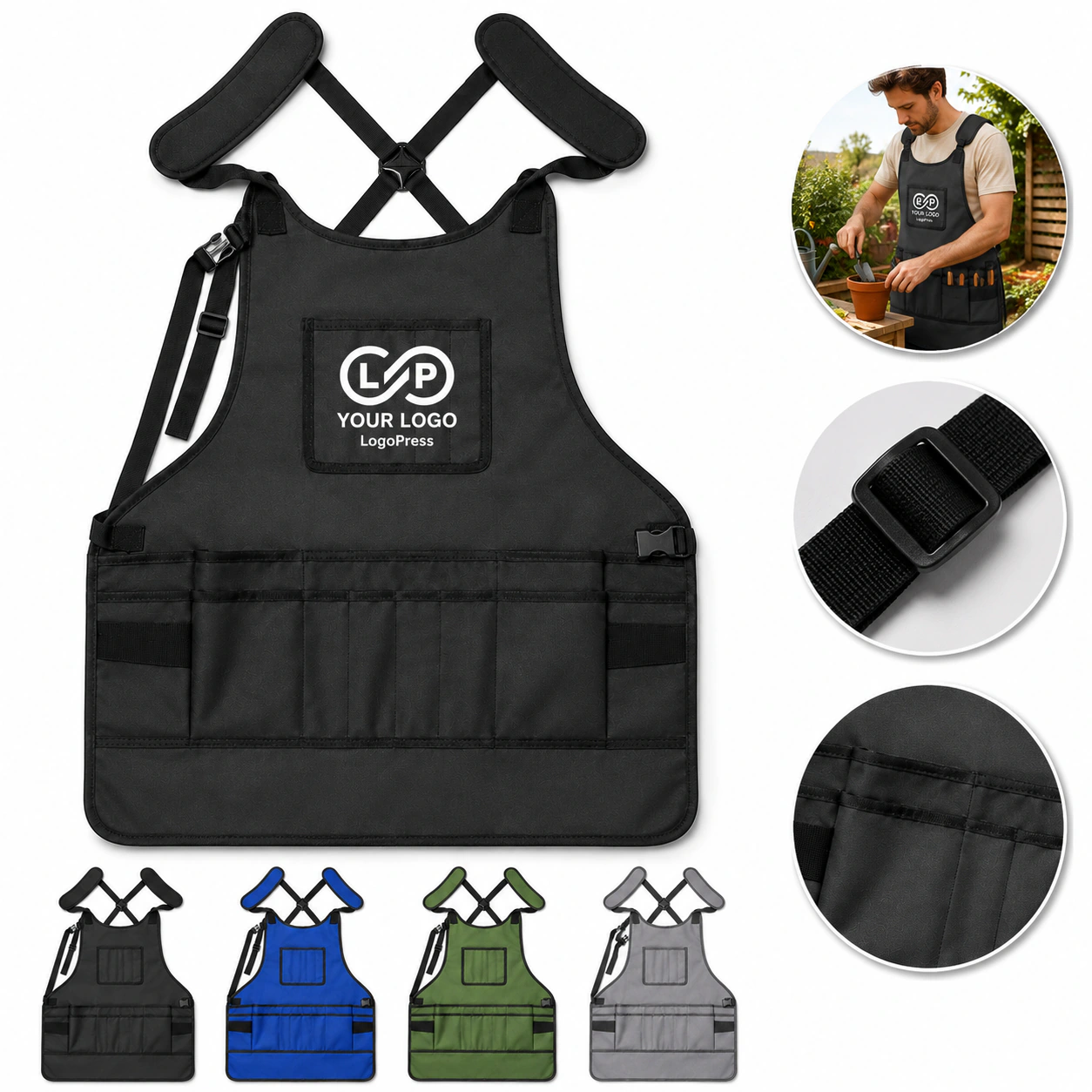600D Oxford Waterproof Tool Apron with Adjustable Straps