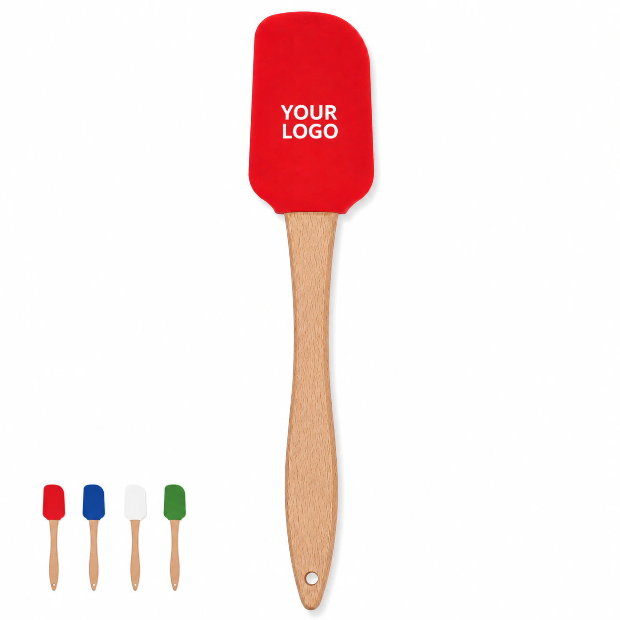 Christmas Pattern Silicone Spatula with Wooden Handle for Baking