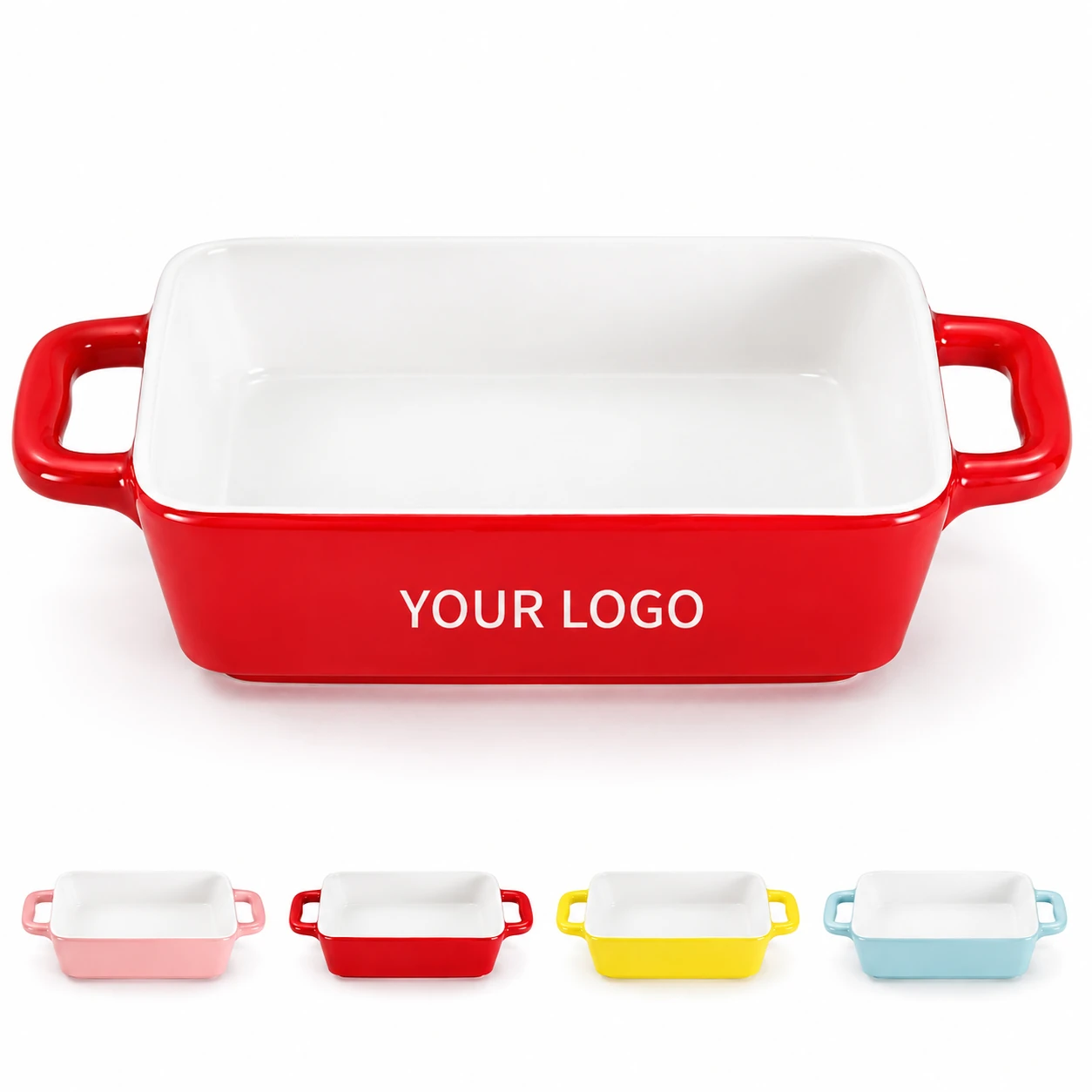 Ceramic Baking Dish with Handles - Square Rectangular Oven Safe