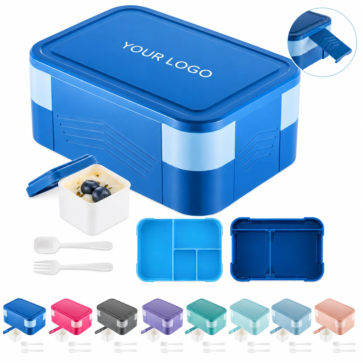 Large Work School Adults Teens Bento Box with Double Layer and Utensils