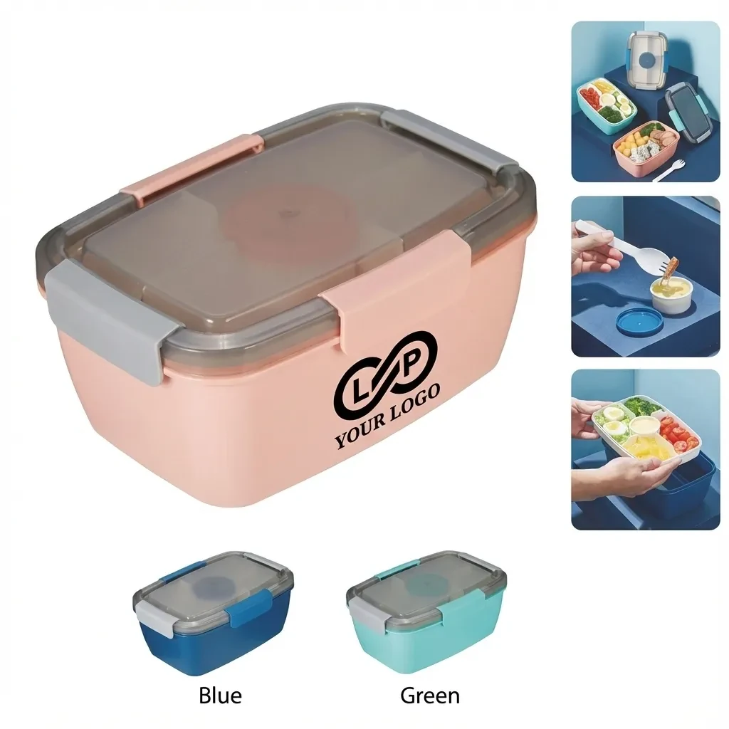 Reusable Leakproof Large Salad Lunch Bento Box with 4 Compar