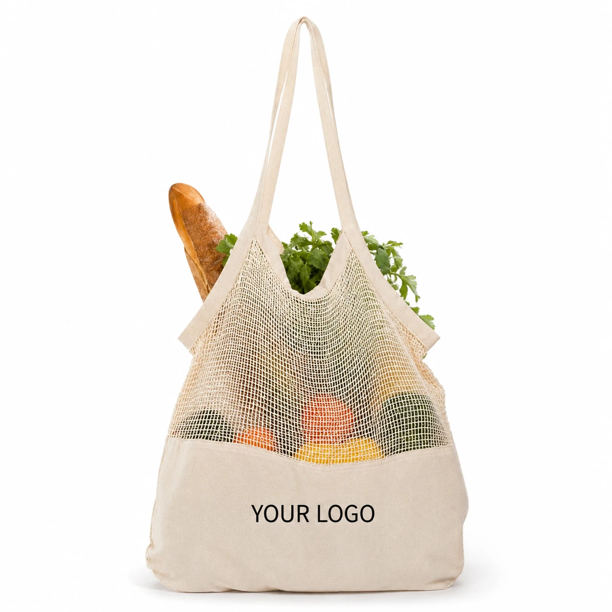 Eco Friendly Cotton Mesh Reusable Shopping Bag for Fruits Vegetables