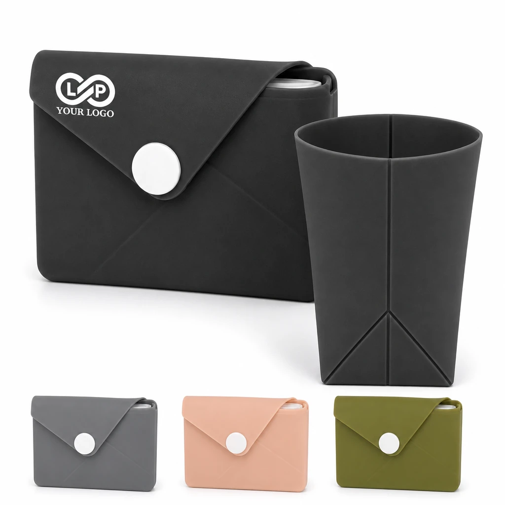 Collapsible Silicone Camping Hiking Travel Cup with Storage Case