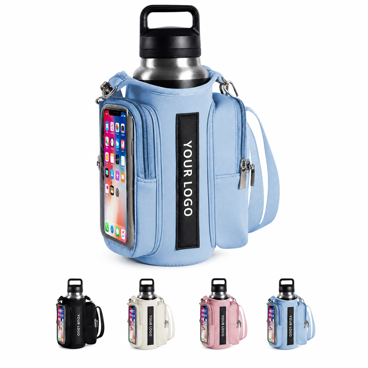 Water Bottle Carrier Magnetic Gym Bag with Phone Pocket