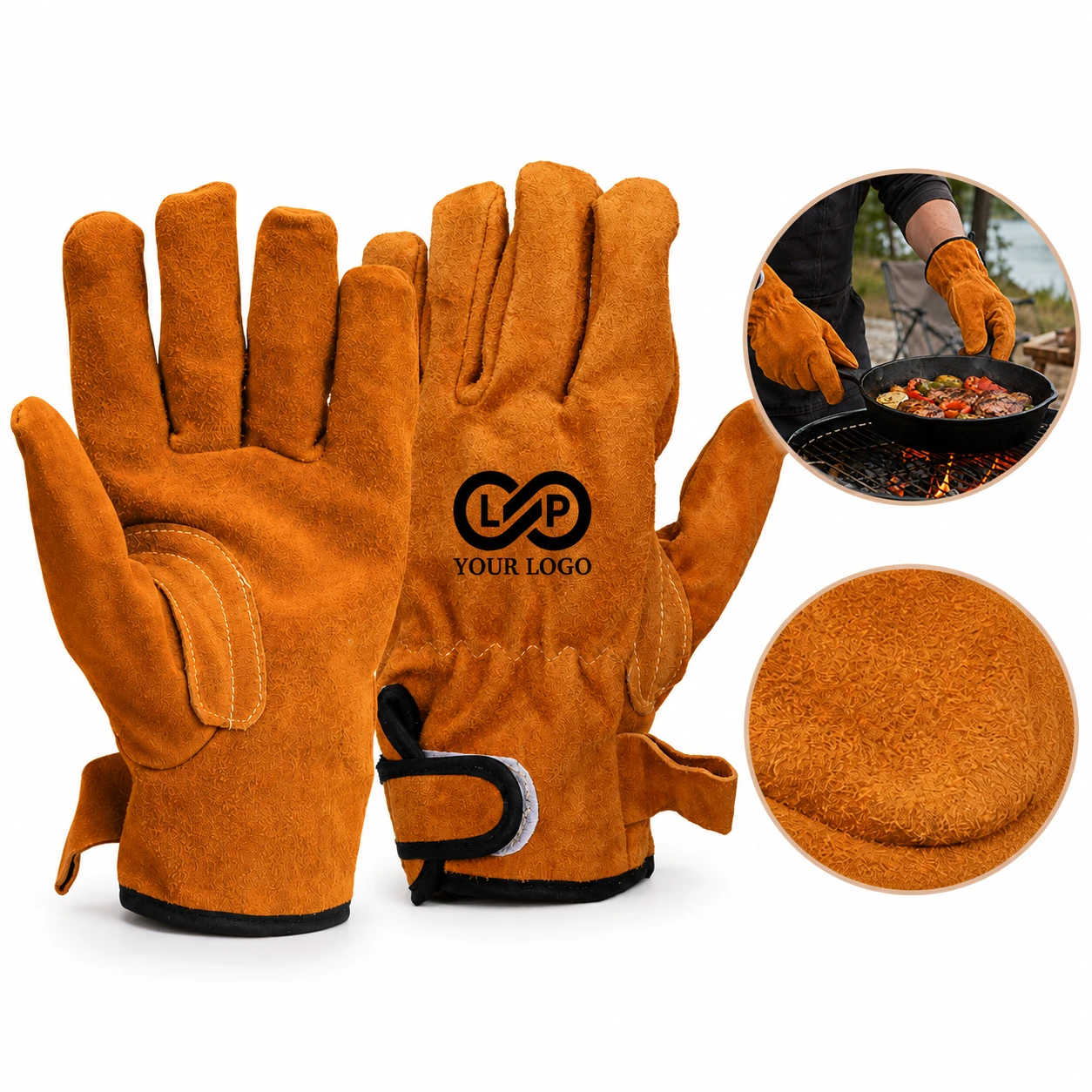 Unisex 3-layer leather work gloves: cowhide, tin foil insulation, cotton