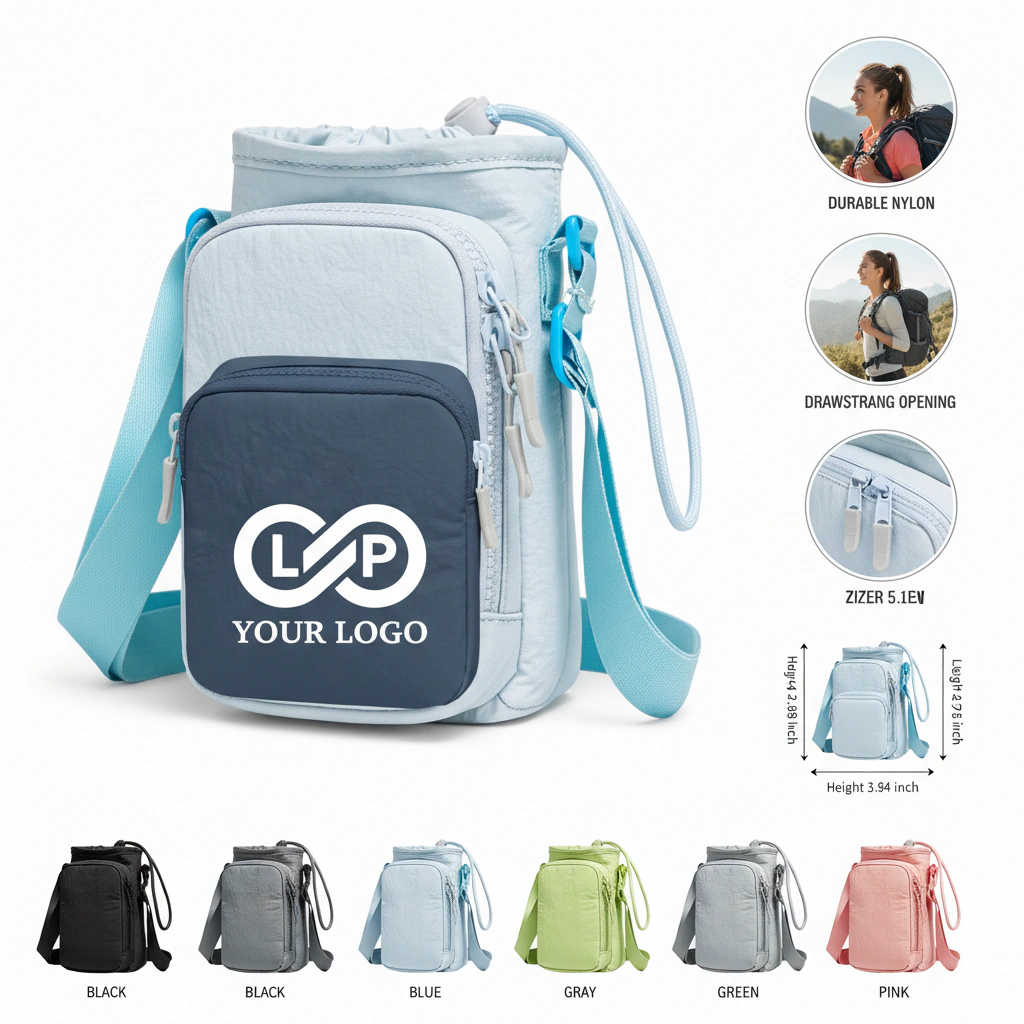 Travel Hiking Crossbody Sling Water Bottle Holder Bag