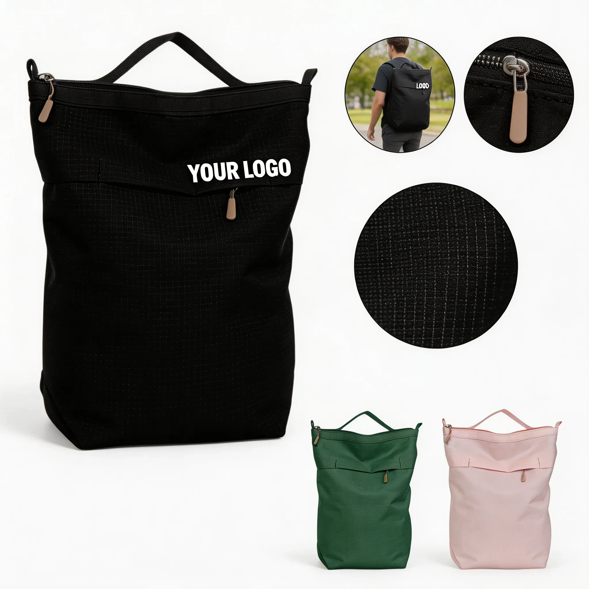 Large Waterproof Nylon Backpack for Travel and Hiking