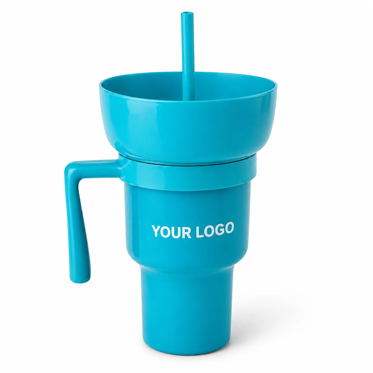 2-in-1 Color-Changing Snack Cup with Straw and Leakproof Lid