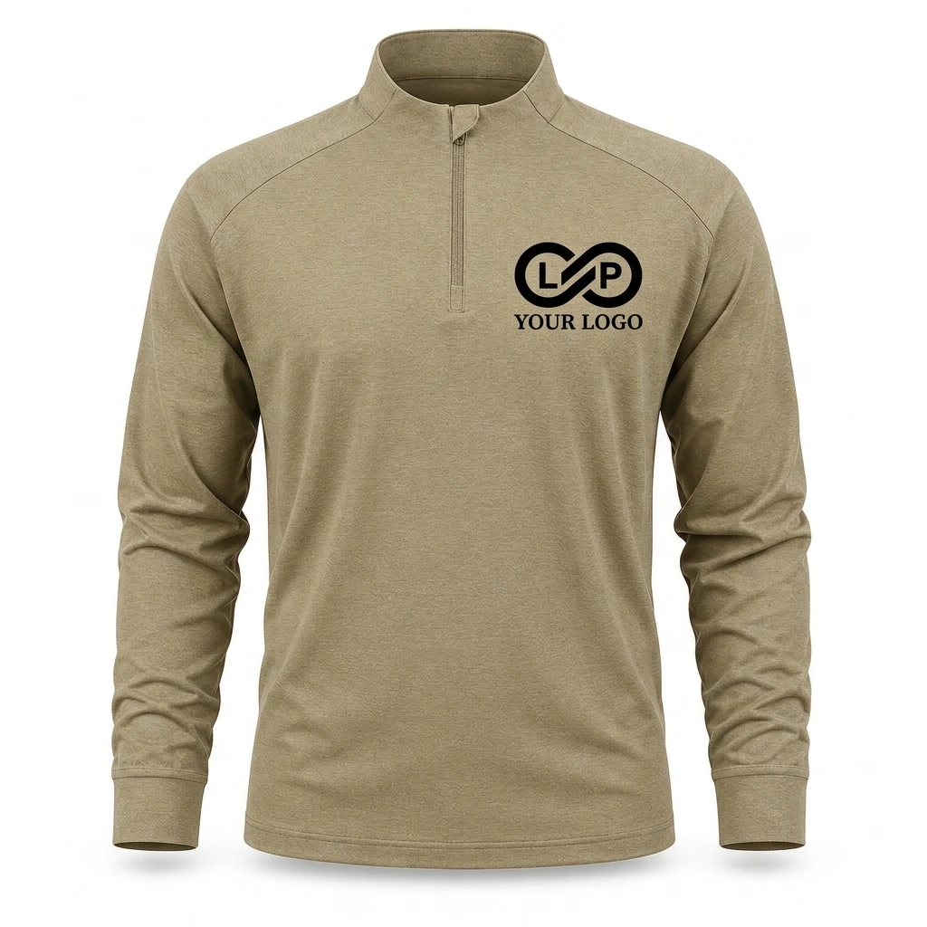 Men's Quick-Dry Polyester Pullover with Quarter-Zip