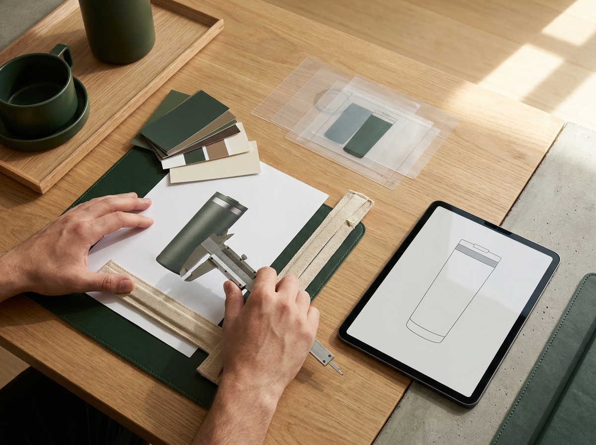 Illustrative image: checking artwork, color references, and product specifications.